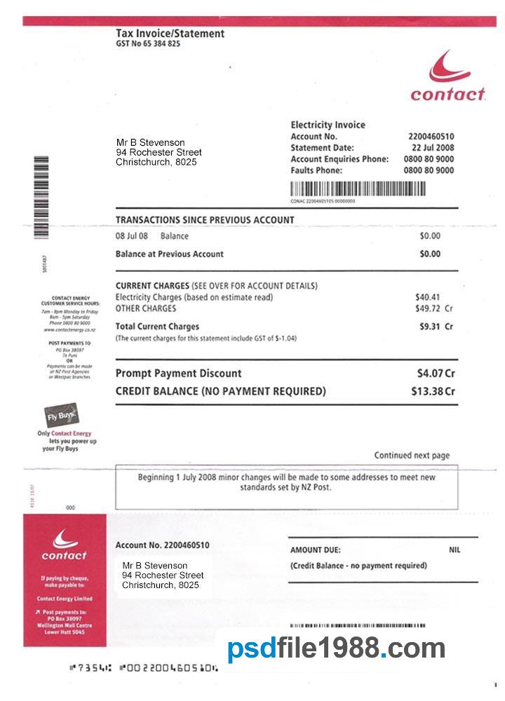 New Zealand Electricity Bill